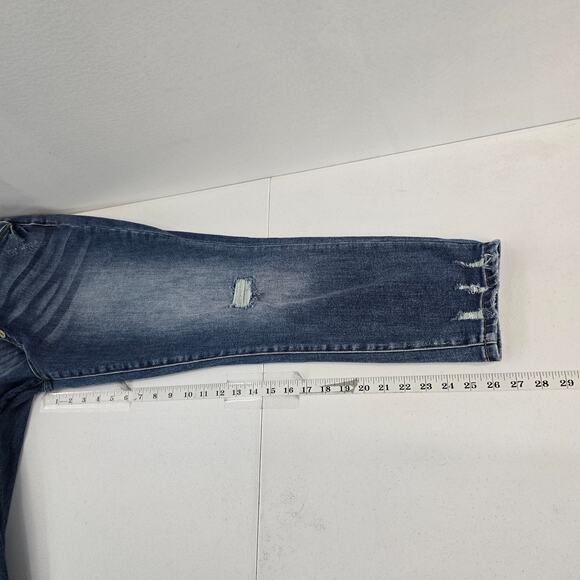 KanCan™ High Rise Ripped Cropped Jean button fly distressed 32 women 6368 skinny - Picture 6 of 11